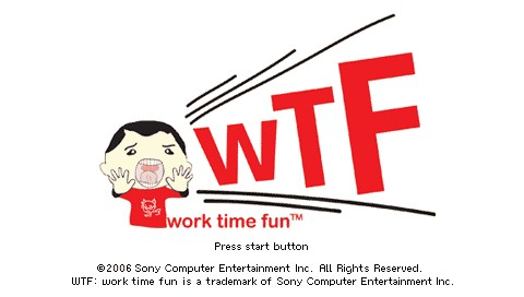 WTF Work Time Fun title screen for PSP